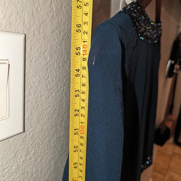 J Kara 2-piece Navy Beaded mother of the bride Dress with Cardigan 14 - Picture 4 of 6